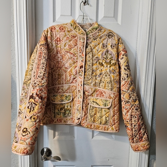 SundayUp Women Cropped Puffer Jacket Cardigan Floral Print Long Sleeve - Picture 2 of 8